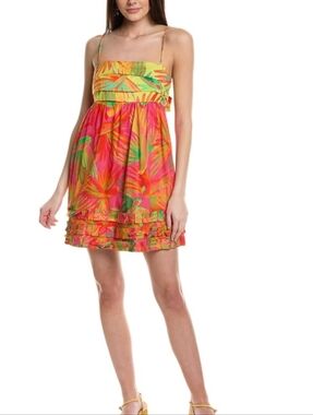 FARM Rio Pink Orange Green Tropical Mini Dress NWT Lrge